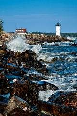 Rough Surf on Rocky Shore by Portsmouth Harbor Light